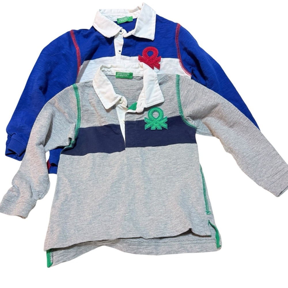 2 United Colors Of Benetton Boy 2-3yr Long Sleeve Rugby Shirts Preowned